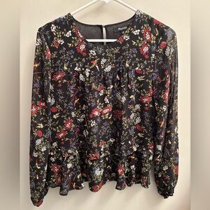 Madewell sheet sleeve ruffle peplum top in finch floral